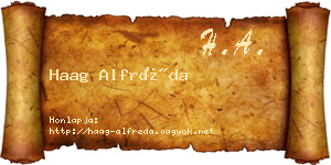 Haag Alfréda névjegykártya